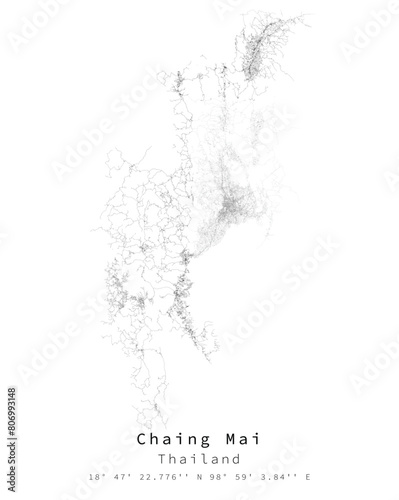 Chaing Mai,Thailand,Urban detail Streets Roads Map  ,vector element template image