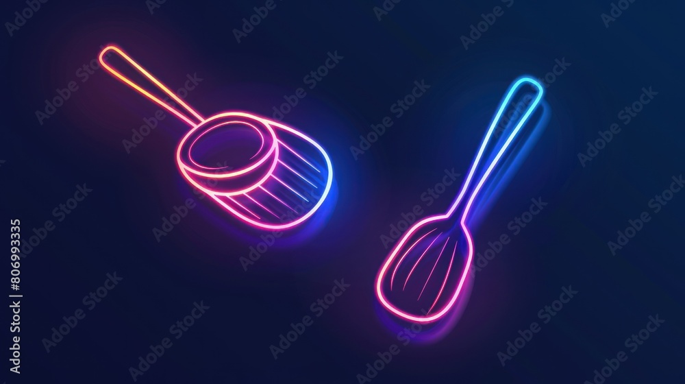 ladle icon. Elements of kitchen tools in neon style icons. ladle icon. Elements of kitchen tools in neon style icons.