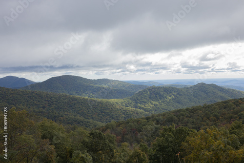 Autumn Mountains with low clouds