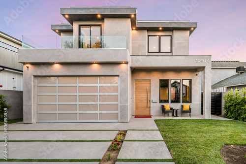 Exterior shot of a Modern New Construction Home in Los Angeles.