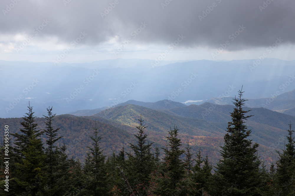 Autumn Mountains with low clouds