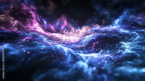 neural cosmos visualization of light cascades in dark cosmic vacuum conservation laws of energy and momentum in particle interactions 3d illustration