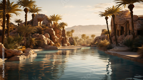 Desert Mirage Oasis: Write about a mirage that becomes real. photo