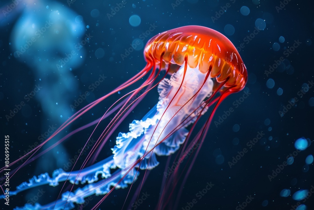 Fototapeta premium jellyfish underwater glows floating ocean sea