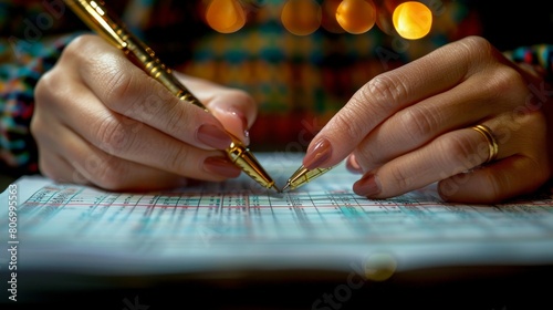 Person Writing on Piece of Paper With Pen