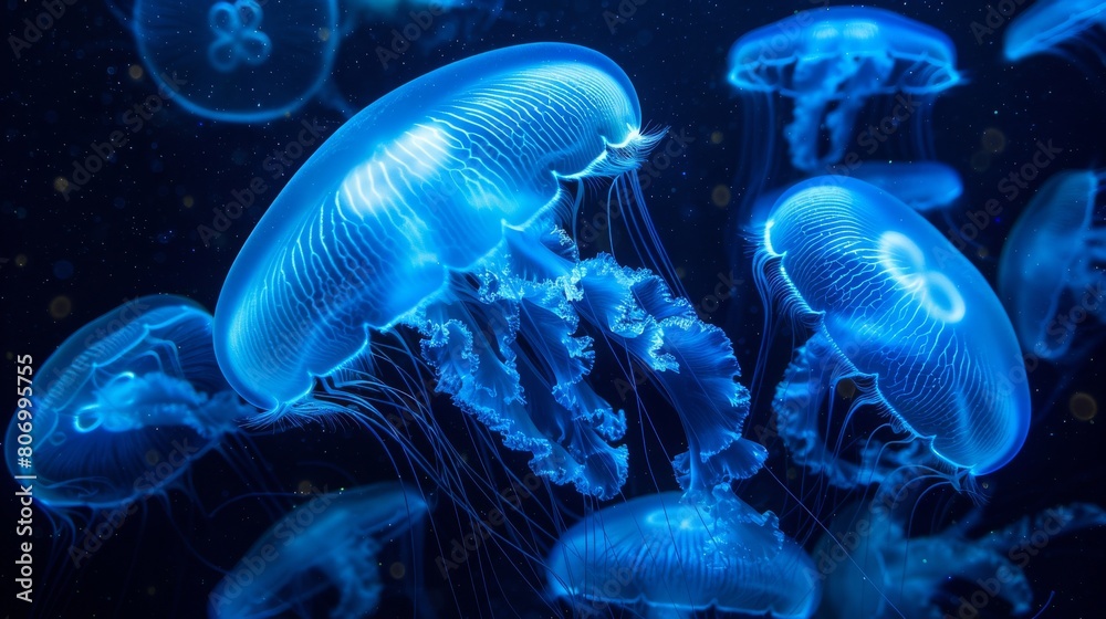 jellyfish underwater glows floating ocean sea jellyfish underwater glows floating ocean sea
