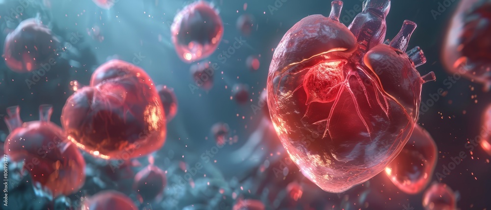 A futuristic 3D representation of targeted therapy for cardiac tumors brings hope, Sharpen banner template with copy space on center A futuristic 3D representation of targeted therapy for cardiac tumors brings hope, Sharpen banner template with copy space on center
