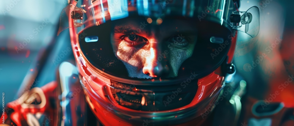 About realistic portrait of a rally driver gearing up at the starting line About realistic portrait of a rally driver gearing up at the starting line