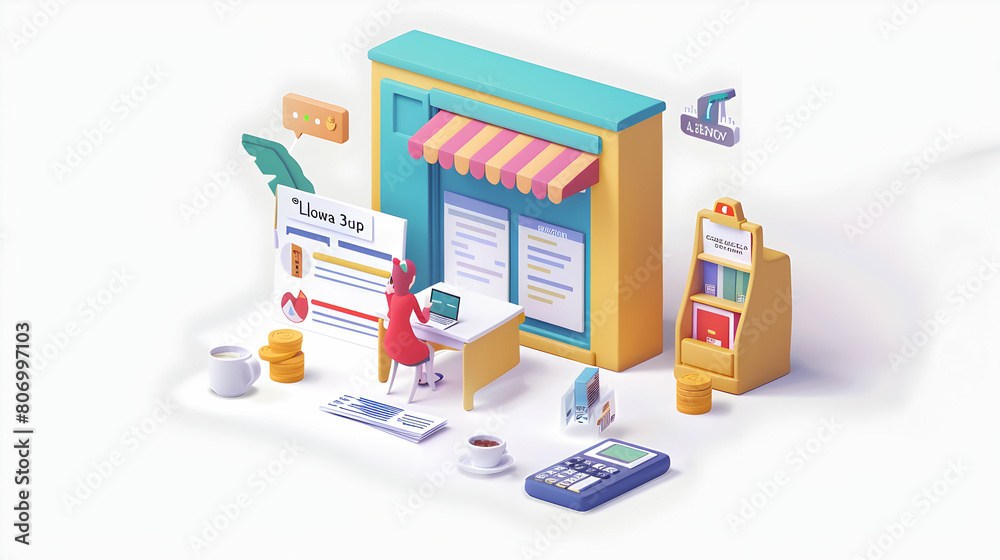3D Flat Icons: Step by Step Loan Application Process Journey for Financial Support in Isometric Scene 3D Flat Icons: Step by Step Loan Application Process Journey for Financial Support in Isometric Scene