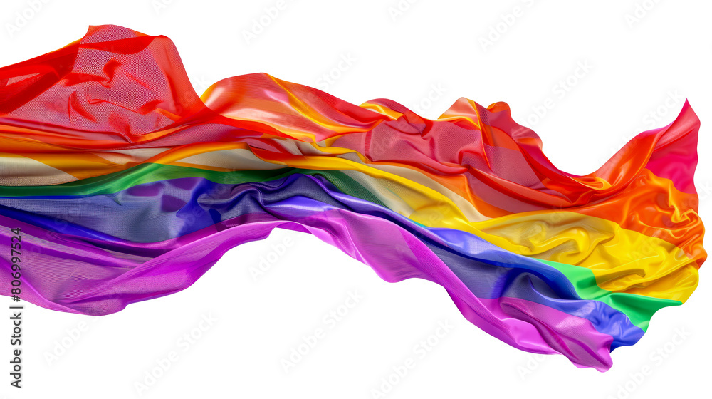Animated effect of waving pride flag symbolizing community fluidity cut out on transparent background Animated effect of waving pride flag symbolizing community fluidity cut out on transparent background