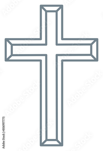 Cross of christian crucifix. Simple logo icon of christian Symbol of church of Jesus. Vector sign of catholic, religious and orthodox faith art deco