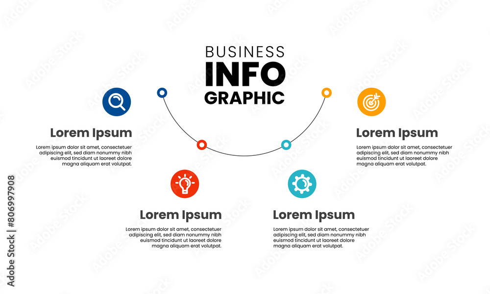 Fototapeta premium Infographic design template with 4 steps, options or sections. Vector