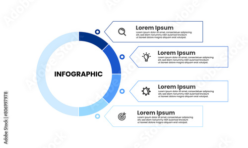 Infographic design template with 4 steps, options or sections. Vector