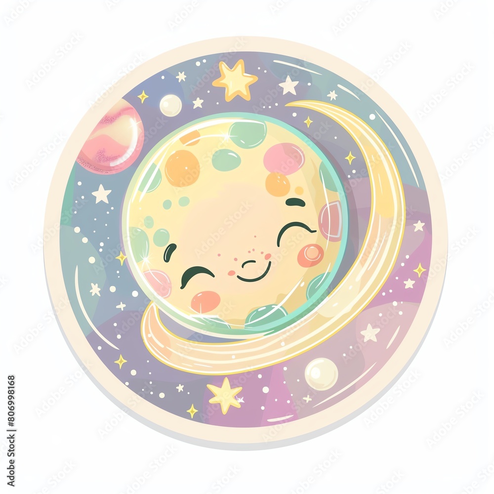 A cute sticker of Celestial, clipart, isolated on white background A cute sticker of Celestial, clipart, isolated on white background
