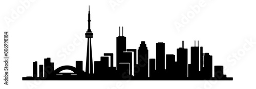 Stylized vector skyline of Toronto with iconic CN Tower.