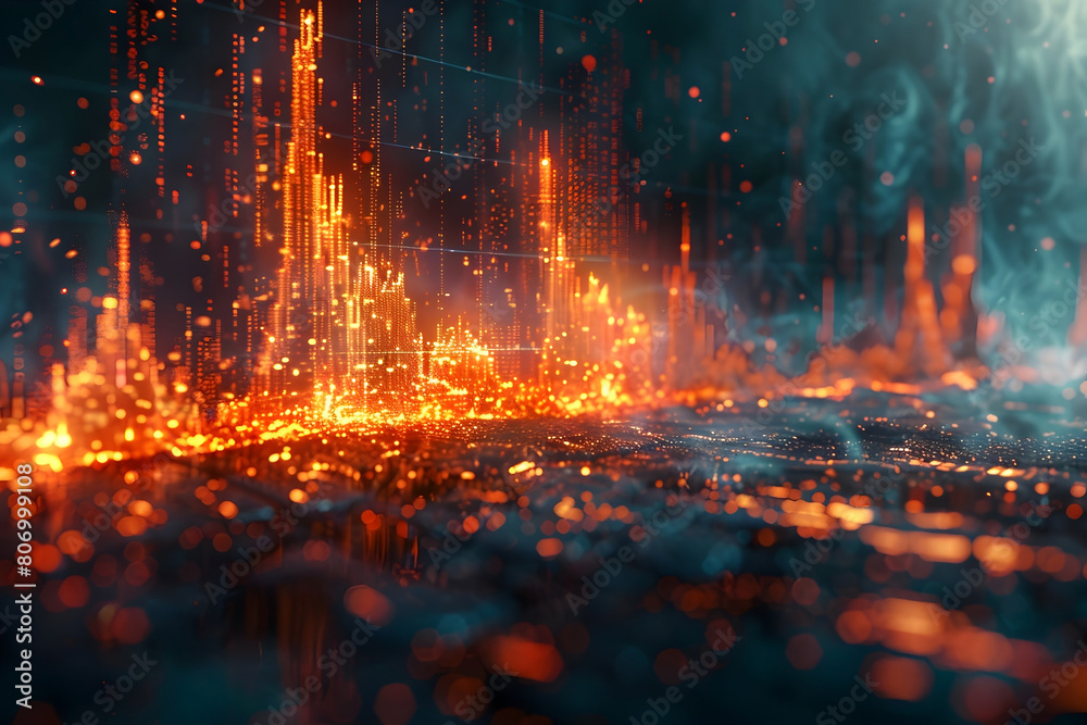 Apocalyptic Cityscape Ablaze with Fiery Destruction and Collapse in Dystopian Futuristic Setting
