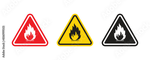 Fire hazard sign, danger warning, fire, illustration isolated on a white background.