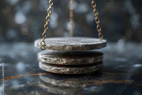 Balanced Scales of Justice Symbolizing Economic and Leadership Challenges
