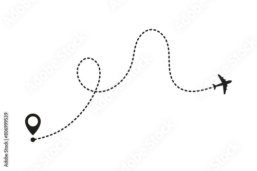 Travel, air routes, location tag and airplane, travel, airplane tracking, airplane icon.