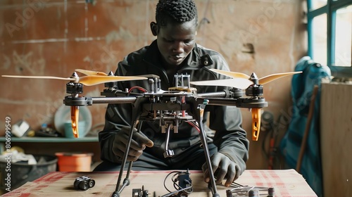 A 3D printer manufacturing custommade prosthetics for people in rural areas  delivered by drones