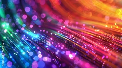 vibrant colored electric cables and led optical fiber technology background image