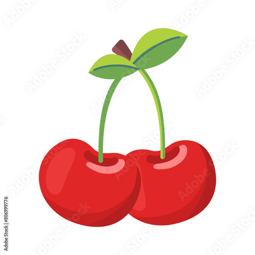 Flat vector illustration of cherry. Berries icon. Icon for casino, slot machines.Illustration on a white background.