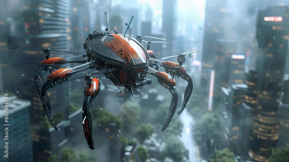 A bioinspired drone modeled after insects, capable of navigating through dense urban environments