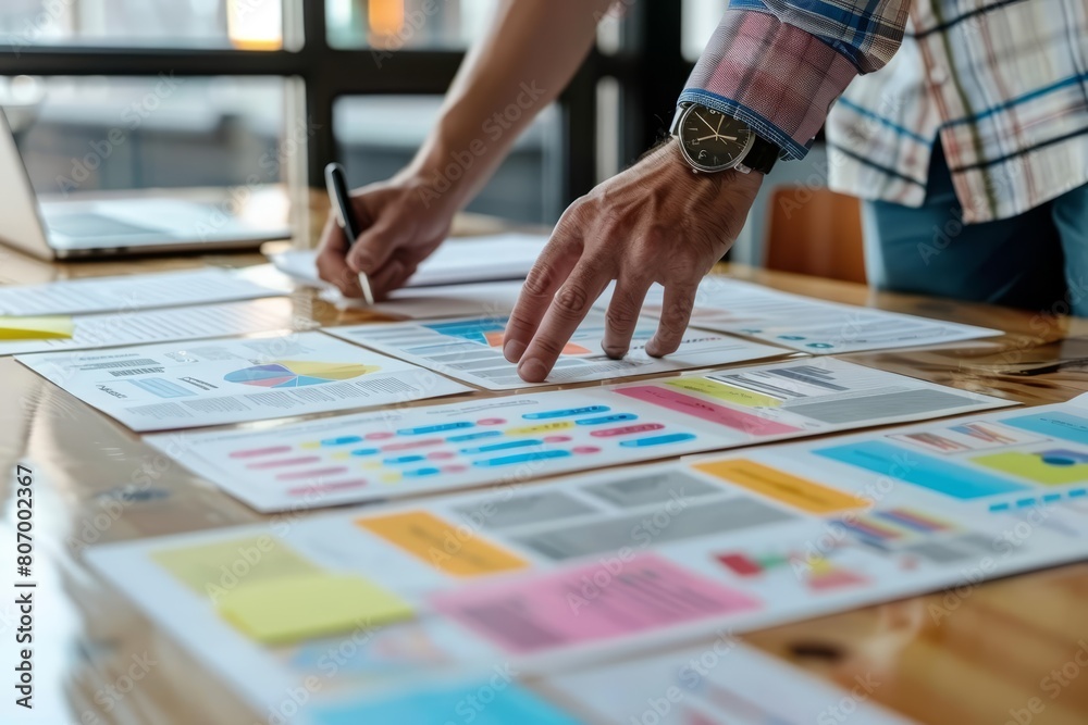 Fototapeta premium It features AIdriven decisionmaking processes where a businessman evaluates various business scenarios through simulation software