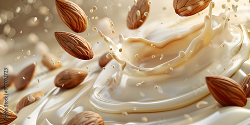 Captivating Almond Milk Splash Close Up in High Definition Photography