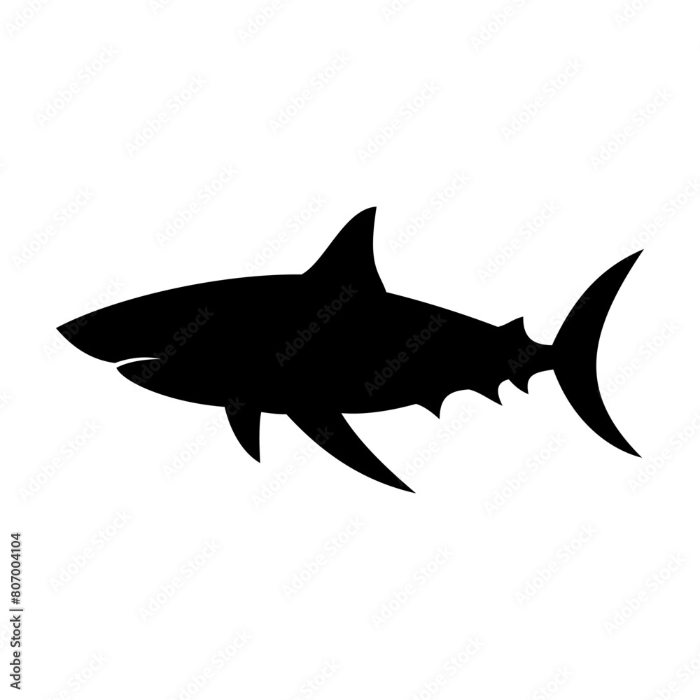 Fototapeta premium Shark silhouette flat illustration on isolated background