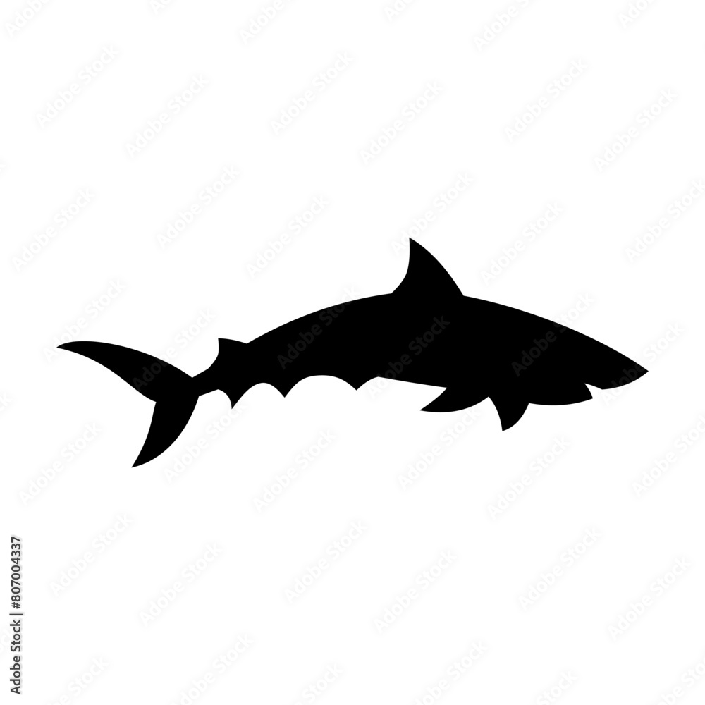 Obraz premium Shark silhouette flat illustration on isolated background