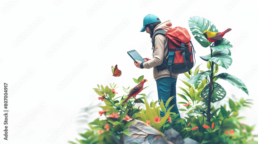 Bird Watcher Using Smartphone for Nature Blogging: Capturing Rare Bird Sightings and Sharing Insights in Isometric 3D Scene