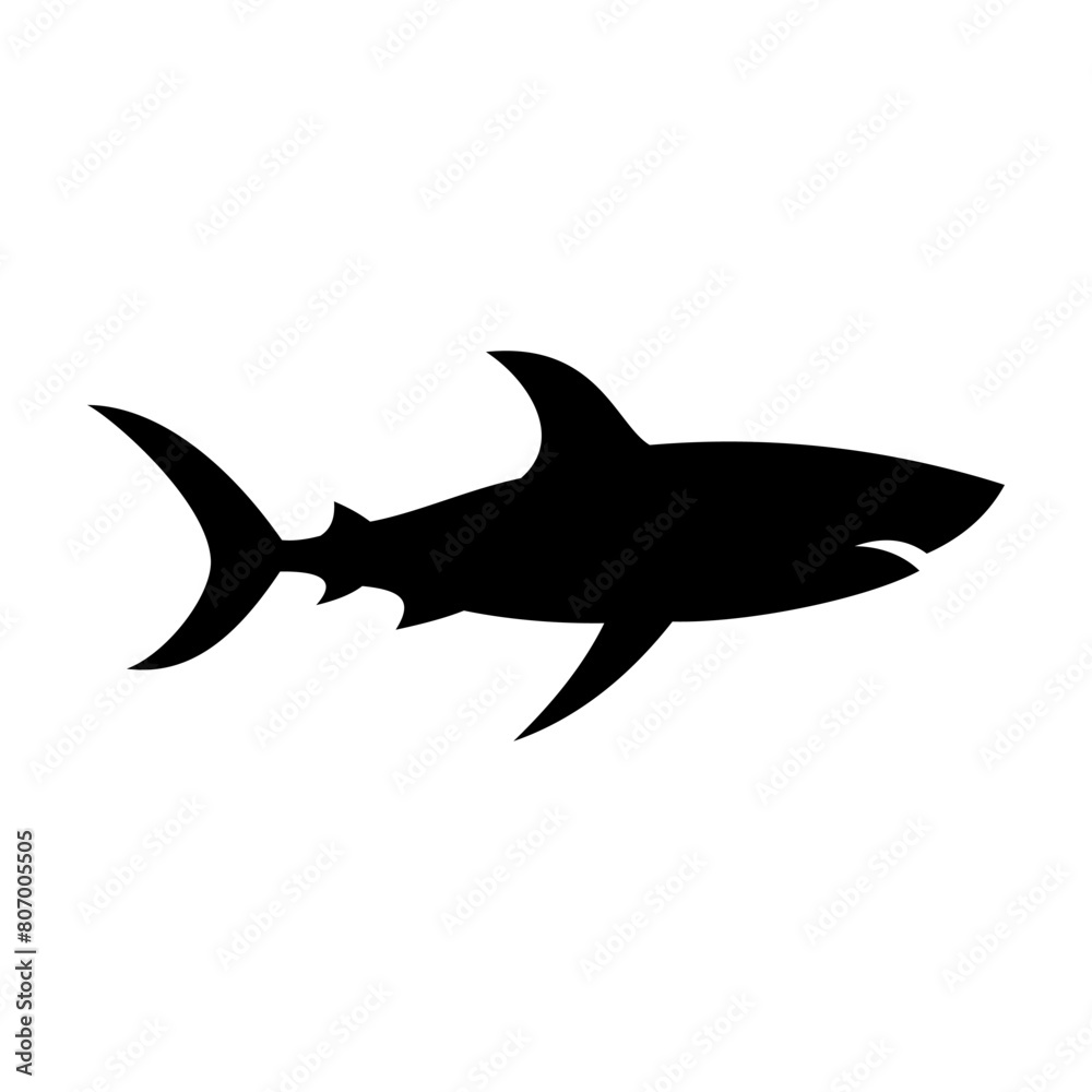Fototapeta premium Shark silhouette flat illustration on isolated background