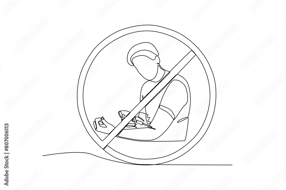 Fototapeta premium Single continuous line drawing of Symbol of prohibited use of drugs. anti dryg day. Medical healthcare conceptual. National Pharmacist Day. Vector illustration 