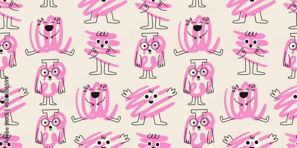 Obraz premium Abstract scribble characters pattern