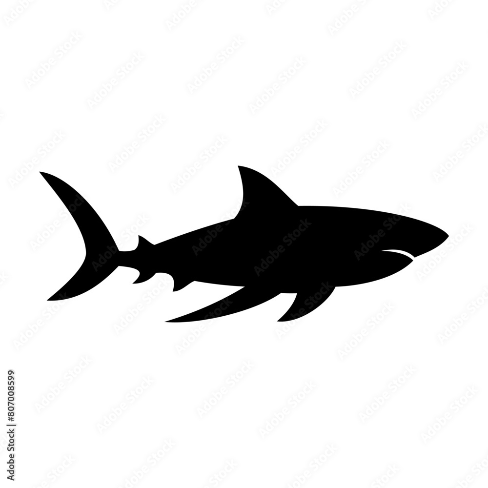 Fototapeta premium Shark silhouette flat illustration on isolated background