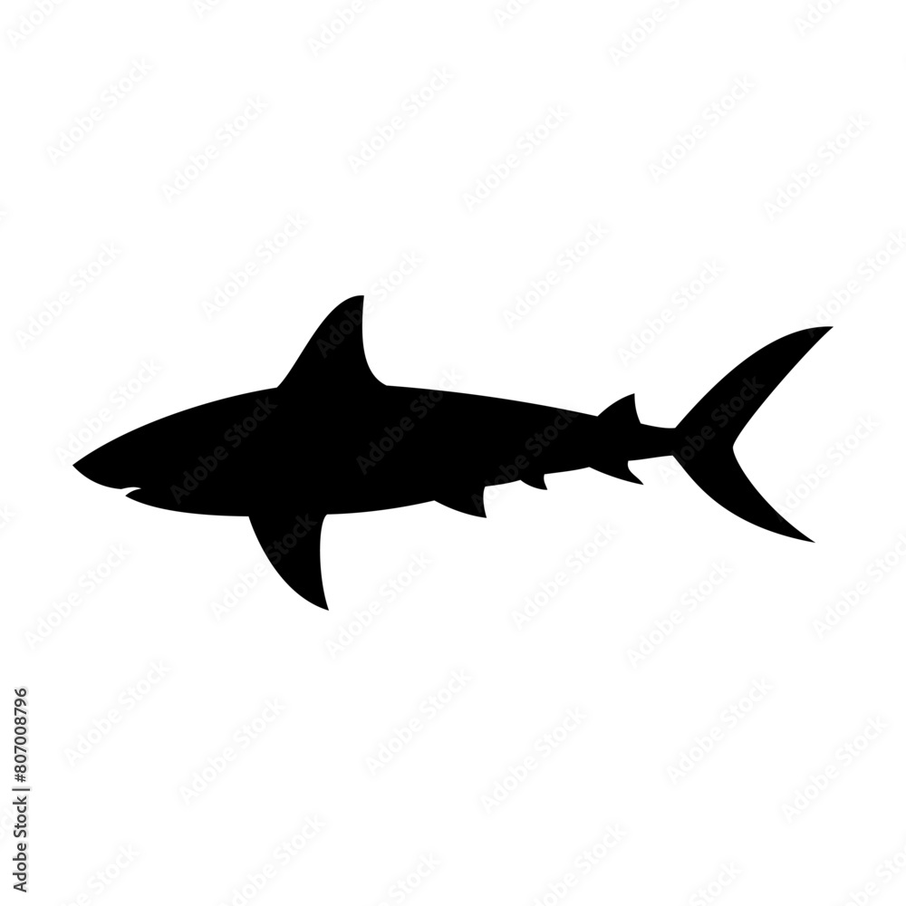 Obraz premium Shark silhouette flat illustration on isolated background