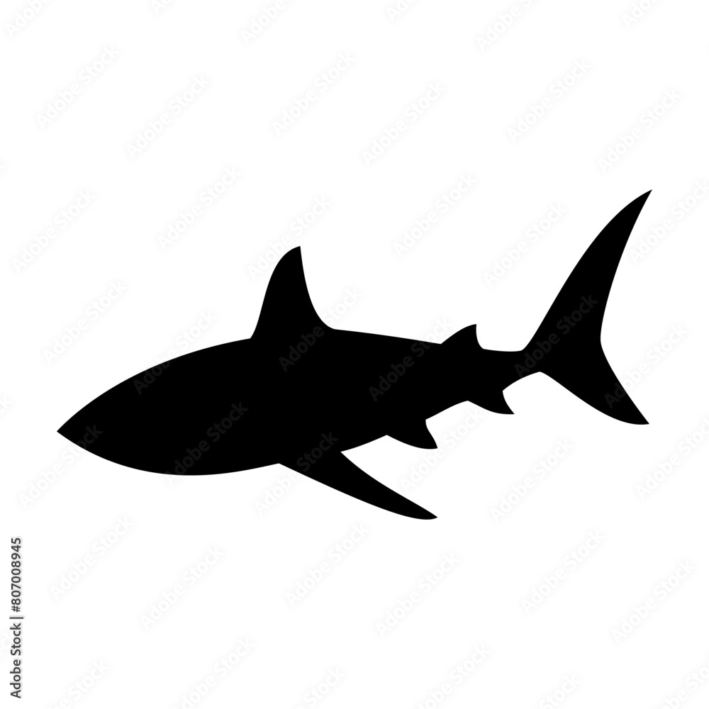 Fototapeta premium Shark silhouette flat illustration on isolated background