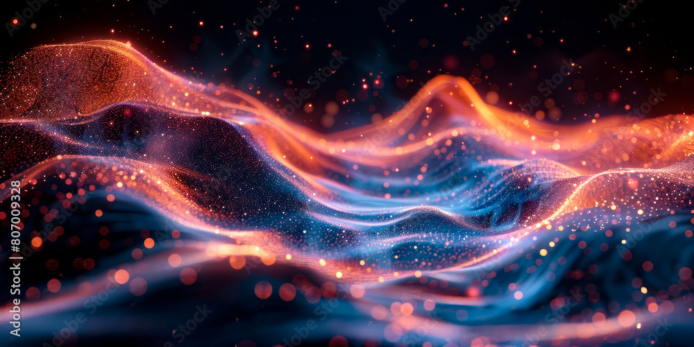 A colorful, abstract image of a wave with orange and blue colors A colorful, abstract image of a wave with orange and blue colors