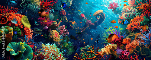 Transform the underwater world into a colorful pop art masterpiece