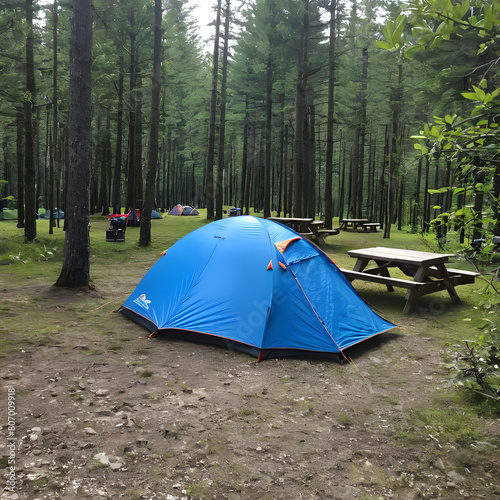 Camping with a tent  ai-generatet