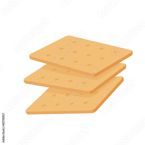 Square crackers.  Crackers vector isolated. Illustration of food, snacks.