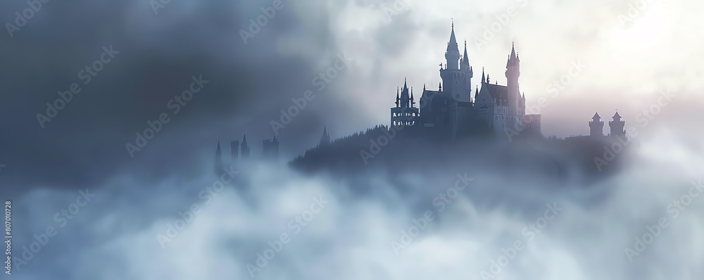 Bring the whimsical to life with a dreamy long shot of a minimalist fairy tale castle immersed in misty morning light Capture the essence of solitude and mystery in a unique low-an Bring the whimsical to life with a dreamy long shot of a minimalist fairy tale castle immersed in misty morning light Capture the essence of solitude and mystery in a unique low-an