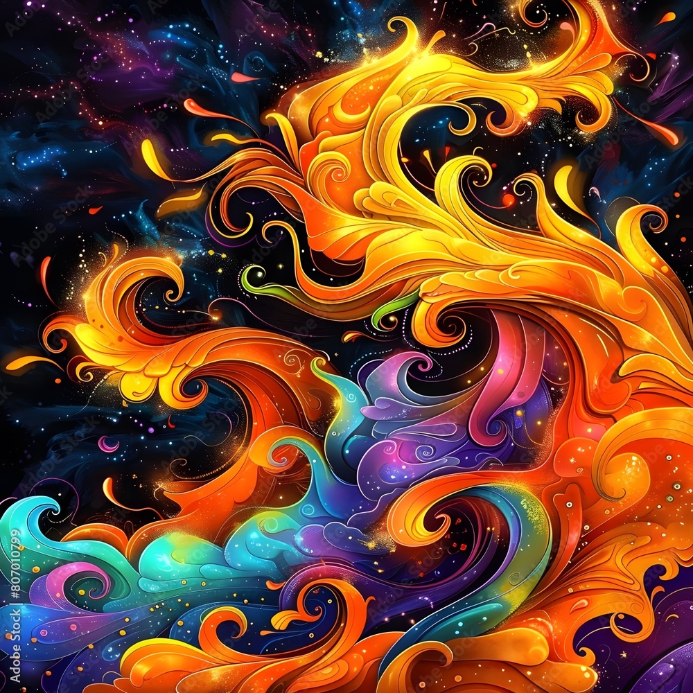 Vivid colors of the nebula.