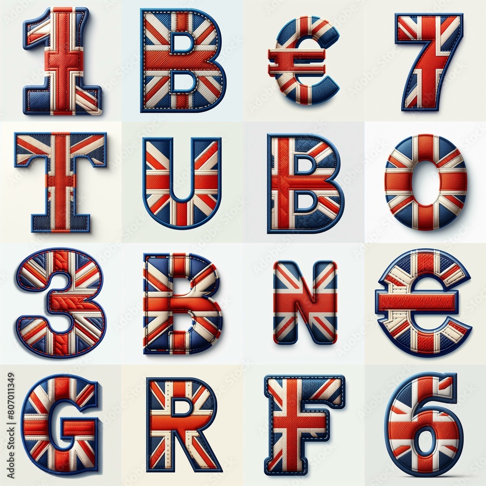 UK flag lettering. AI generated illustration UK flag lettering. AI generated illustration