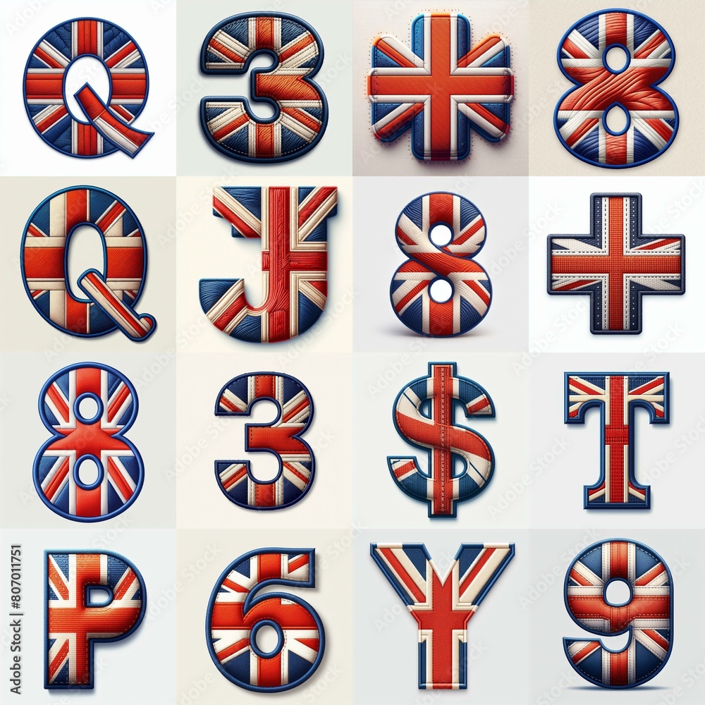 UK flag lettering. AI generated illustration UK flag lettering. AI generated illustration