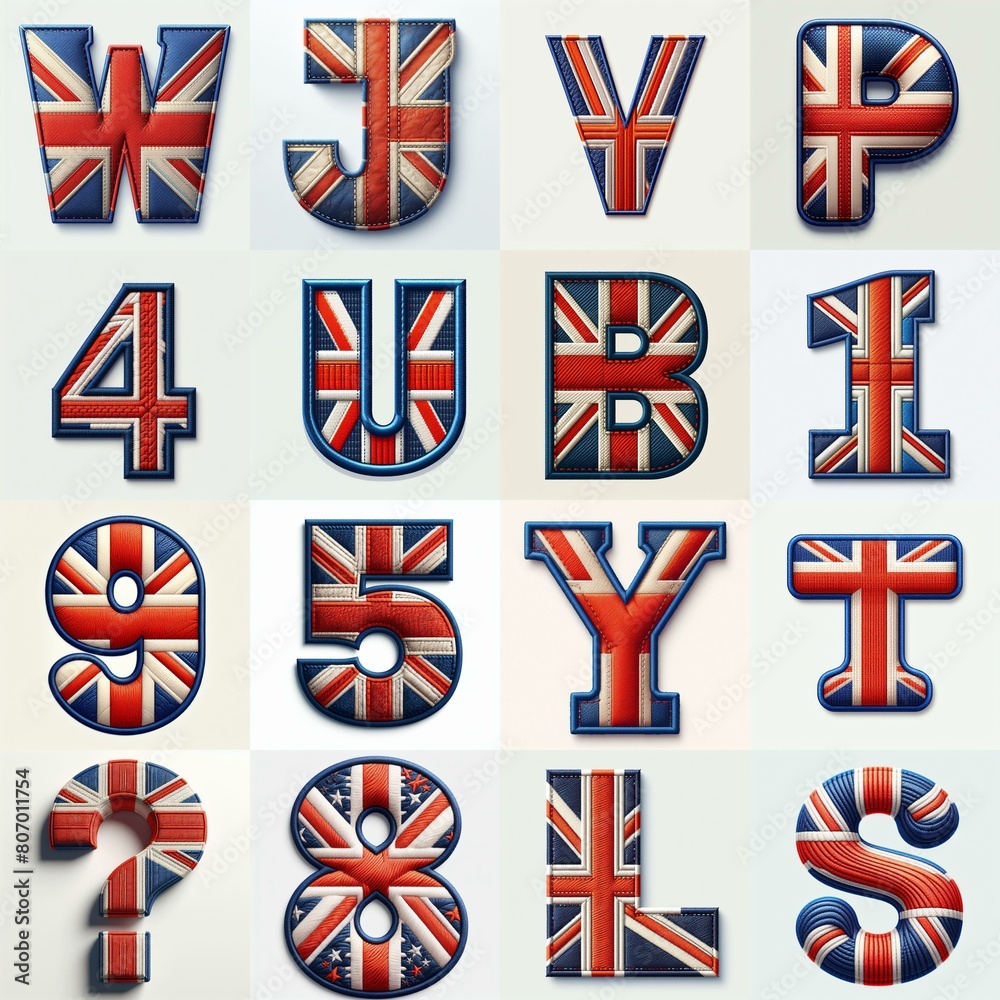 UK flag lettering. AI generated illustration UK flag lettering. AI generated illustration