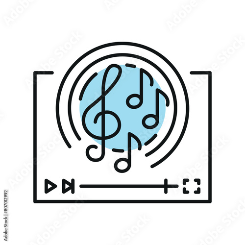 Musical genre line black icon.