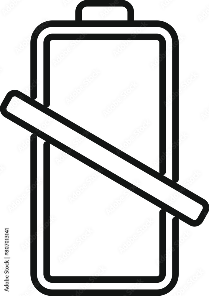 Fototapeta premium Empty battery bank icon outline vector. Mobile electric low. Level time plus
