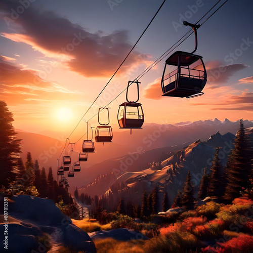 The ski lift floats, ai-generatet